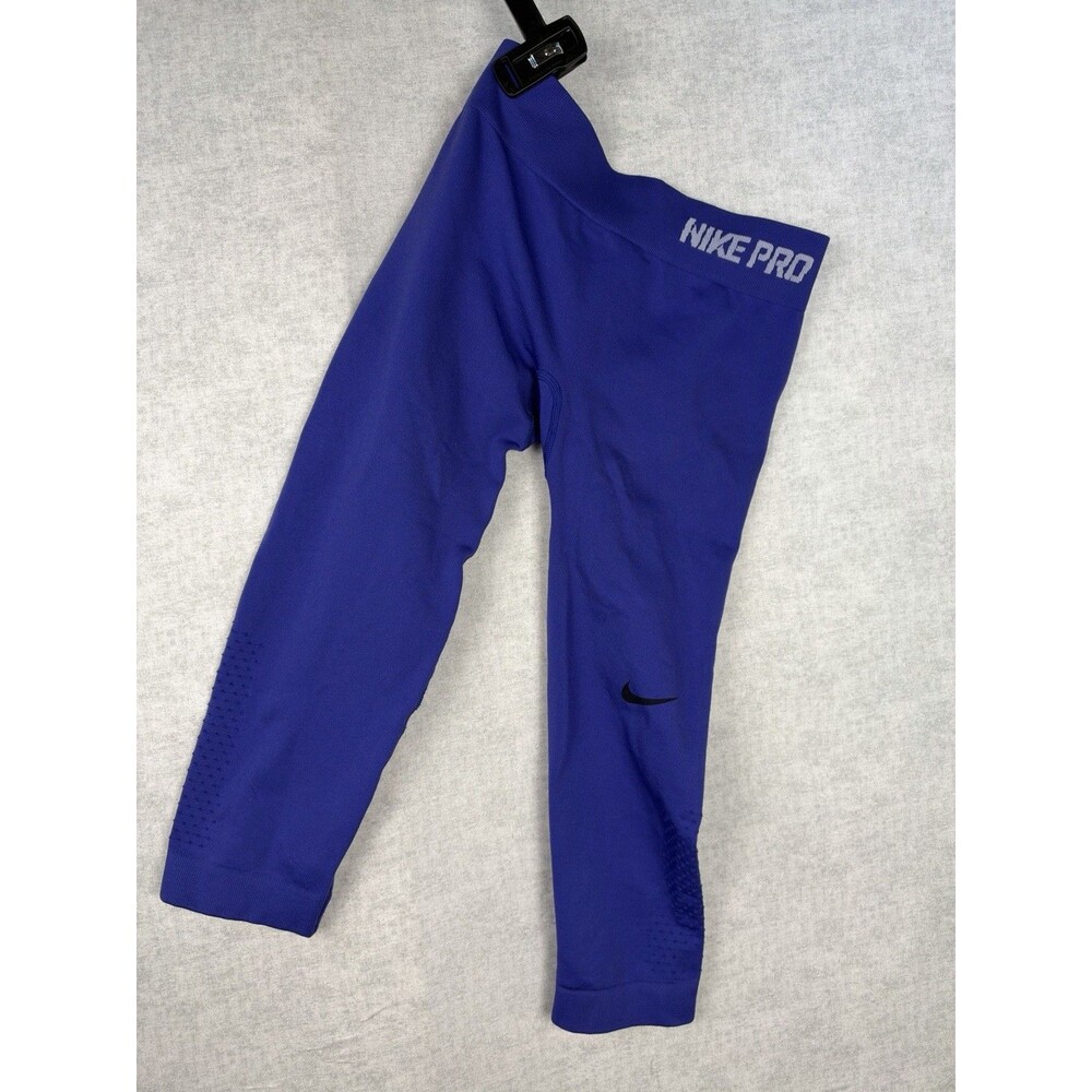 Nike Pro Dri Fit Womans Blue Cropped Work Out Athletic Pants Size Small Compress